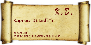 Kapros Ditmár névjegykártya